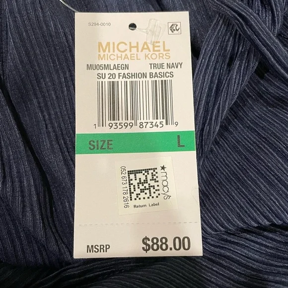 Michael Kors Womens Blue Keyhole Peasant Top L - Picture 6 of 6